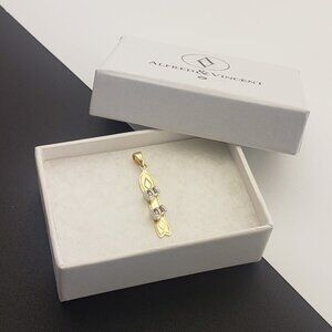 Snowboard Charm Pendant 14k Yellow & White Gold Men Women Winter Sports Jewelry